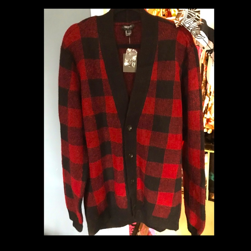 Men’s Buffalo Plaid Cardigan Sweater